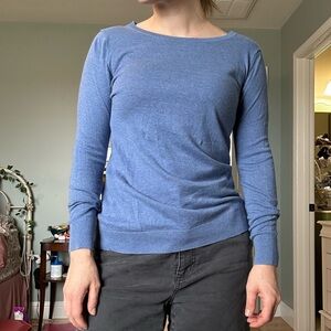 Old Navy 100% Cotton Women's Blue Scoopneck Lightweight Sweater